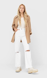 Stradivarius Тренч Из Струящейся Ткани Бежевый M