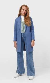 Stradivarius Пальто Из Шерстяной Ткани Синий L