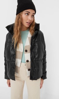 Stradivarius Стеганая Куртка Из Искусственной Кожи Черный M