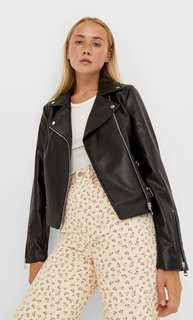 Stradivarius Куртка Из Искусственной Кожи В Байкерском Стиле Черный M