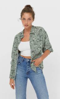 Stradivarius Рубашка Свободного Кроя С Карманом Multicolor S
