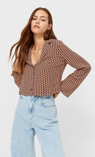 Stradivarius Рубашка С Расклешенными Рукавами Сиреневый L