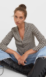 Stradivarius Рубашка С Расклешенными Рукавами Черный S
