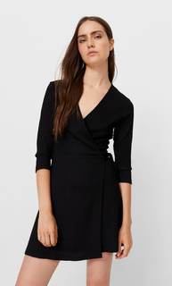 Stradivarius Платье С Запахом Черный L