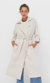Stradivarius Длинный Трикотажный Тренч Ванильный Xs