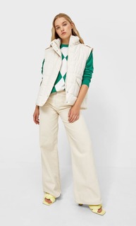 Stradivarius Стеганый Жилет Ванильный Xs