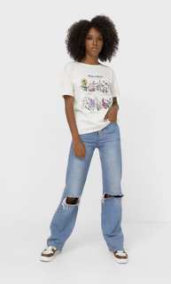 Stradivarius Футболка Botanical Ванильный Xl