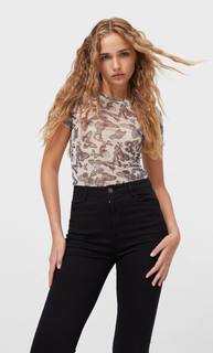 Stradivarius Футболка Из Прозрачной Ткани Ванильный M