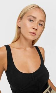 Stradivarius Бесшовное Боди На Бретелях Черный S