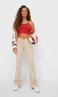 Stradivarius Бесшовный Топ С Декоративной Деталью На Спине Красный Xl
