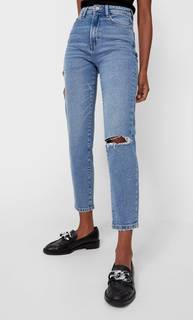 Stradivarius Джинсы Mom Fit Облегающего Кроя Светлый Деним 36