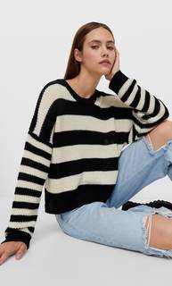 Stradivarius Трикотажный Свитер Свободного Кроя Черный L