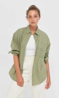 Stradivarius Рубашка Прямого Кроя Хаки Xl