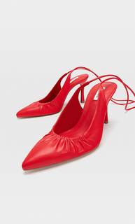 Stradivarius Туфли На Каблуке С Завязками Красный 36