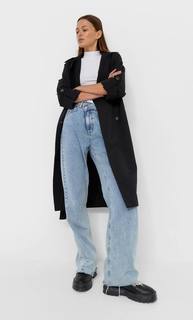 Stradivarius Длинный Тренч Из Струящейся Ткани Черный S