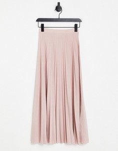 Пыльно-розовая трикотажная юбка миди с плиссировкой ASOS DESIGN-Розовый цвет