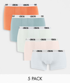 Набор из 5 боксеров-брифов пастельных оттенков ASOS DESIGN-Multi