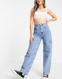 Голубые мешковатые джинсы в утилитарном стиле Topshop-Голубой