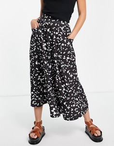 Юбка миди в белый горошек с карманами ASOS DESIGN-Разноцветный