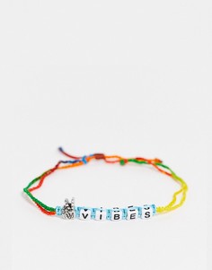 Многоцветный плетеный браслет на ногу с надписью "Vibes" ASOS DESIGN-Разноцветный