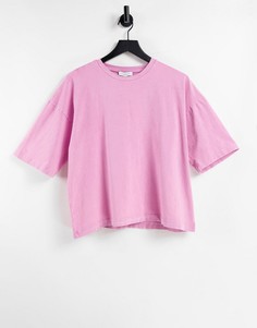 Розовая oversized-футболка с эффектом кислотной стирки Topshop-Розовый цвет