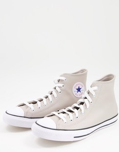 Светло-бежевые высокие кожаные кеды Converse Chuck Taylor All Star-Светло-бежевый цвет