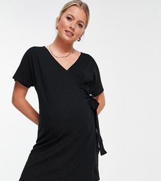 Черное платье с запахом ASOS DESIGN Maternity-Черный цвет