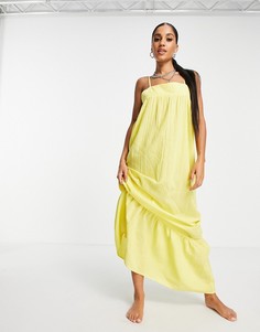 Ярусное пляжное платье макси желтого цвета ASOS DESIGN-Желтый