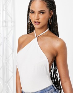 Белое боди с бретелью через шею и глубоким вырезом на спине ASOS DESIGN-Белый