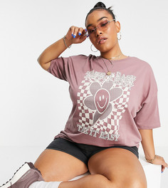 Коричневая oversized-футболка с принтом Take It Easy ASOS DESIGN Curve-Коричневый цвет