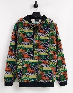 Плюшевый oversized-худи со сплошным принтом ASOS DESIGN-Разноцветный