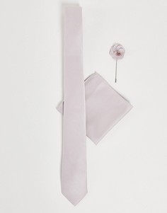 Свадебный набор из галстука и платка для нагрудного кармана светло-розового цвета Burton-Розовый цвет