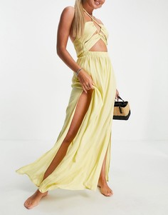 Желтое пляжное платье макси с вырезом ASOS DESIGN-Желтый