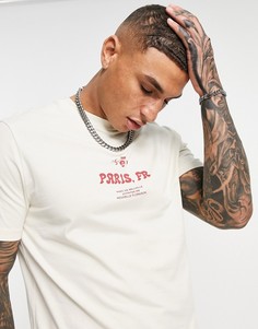 Бежевая футболка с принтом и названием города на груди ASOS DESIGN-Светло-бежевый цвет
