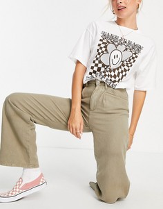 Свободные брюки в винтажном стиле из жатого хлопка цвета хаки ASOS DESIGN-Серый