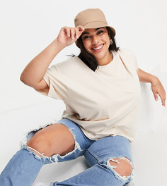 Светло-бежевая oversized-футболка ASOS DESIGN Curve ultimate-Светло-бежевый цвет