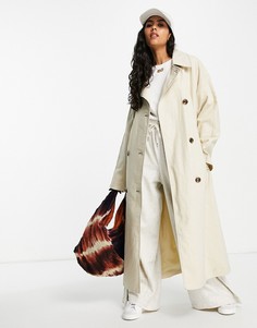 Свободный тренч выбеленного светло-бежевого цвета ASOS DESIGN-Зеленый цвет