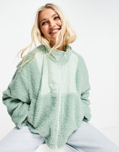 Флисовая куртка мятного цвета с контрастной вставкой ASOS DESIGN-Зеленый цвет