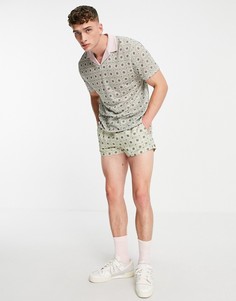 Суперкороткие шорты для плавания с геометрическим принтом (от комплекта) ASOS DESIGN-Зеленый цвет