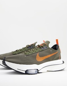 Кроссовки цвета хаки с оранжевыми вставками Nike Zoom-Type SE-Зеленый цвет
