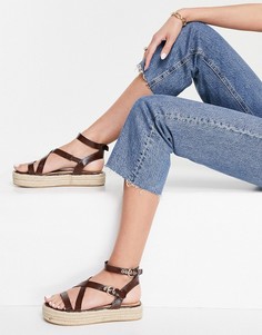 Коричневые сандалии на платформе средней толщины Miss Selfridge Wishful-Коричневый цвет
