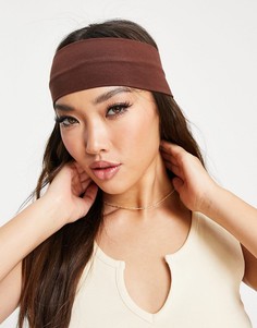 Шоколадно-коричневая широкая трикотажная повязка на голову ASOS DESIGN-Коричневый цвет