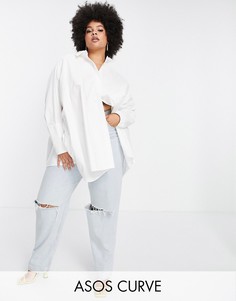 Белая хлопковая oversized-рубашка ASOS EDITION Curve-Белый