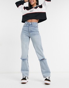 Выбеленные джинсы в винтажном стиле из переработанного смесового хлопка со рваной отделкой под коленями Topshop-Голубой