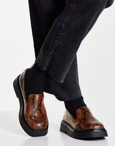 Светло-коричневые туфли на плоской подошве с эффектом змеиной кожи ASOS DESIGN Mutton-Коричневый цвет