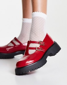 Красные туфли на массивной подошве с ремешком на подъеме ASOS DESIGN Maroc-Красный