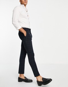 Супероблегающие брюки в клетку тартан ASOS DESIGN-Темно-синий