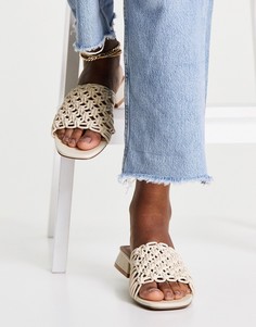 Бежевые плетеные сандалии-мюли ASOS DESIGN Flexion-Светло-бежевый цвет