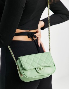 Зеленая стеганая сумка с откидным клапаном Ego-Зеленый цвет ЭГО