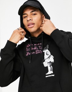 Черный худи с принтом рисунка Бэнкси Topman-Черный цвет